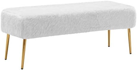 Duhome Modern Faux Fur Ottoman Bench Footrest Vanity Chair Makeup Chair Vanity Stool for Bedroom Liv | Amazon (US)