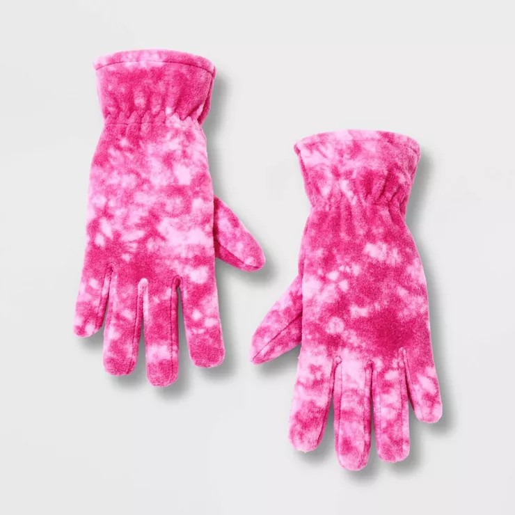 Girls' Tie-Dye Fleece Gloves - Cat & Jack™ Pink | Target