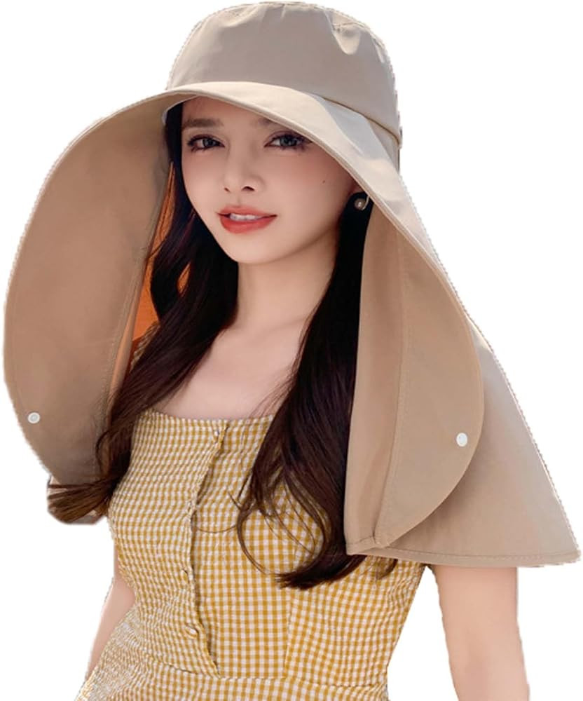 Sun Hats Women Sun Protection Wide Brim Shawl with Neck Flap Hiking Visor Hat Fishing Hat UV Prot... | Amazon (US)