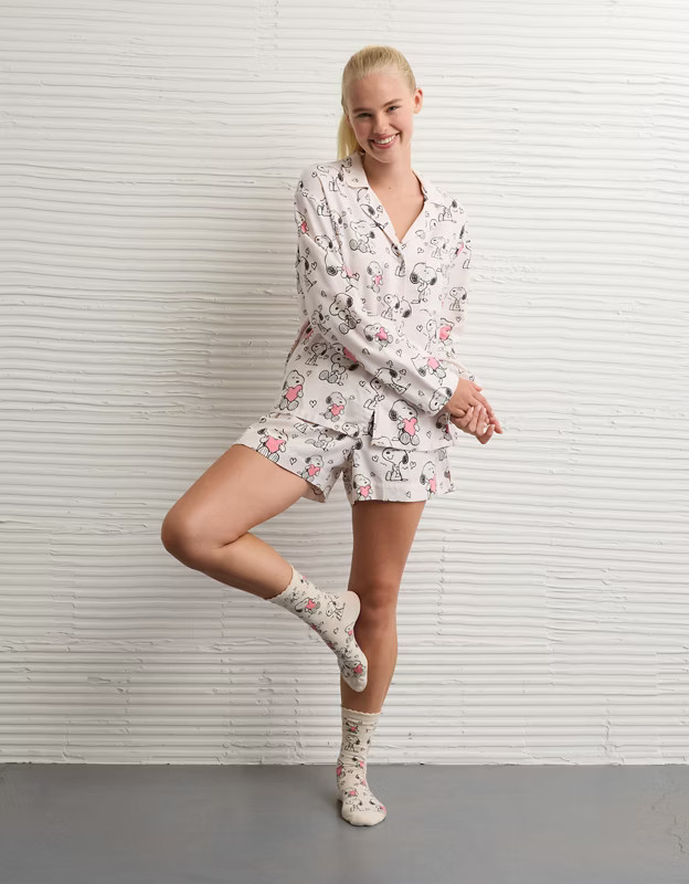 AE Snoopy Valentine's Day Flannel PJ Set | American Eagle Outfitters (US & CA)