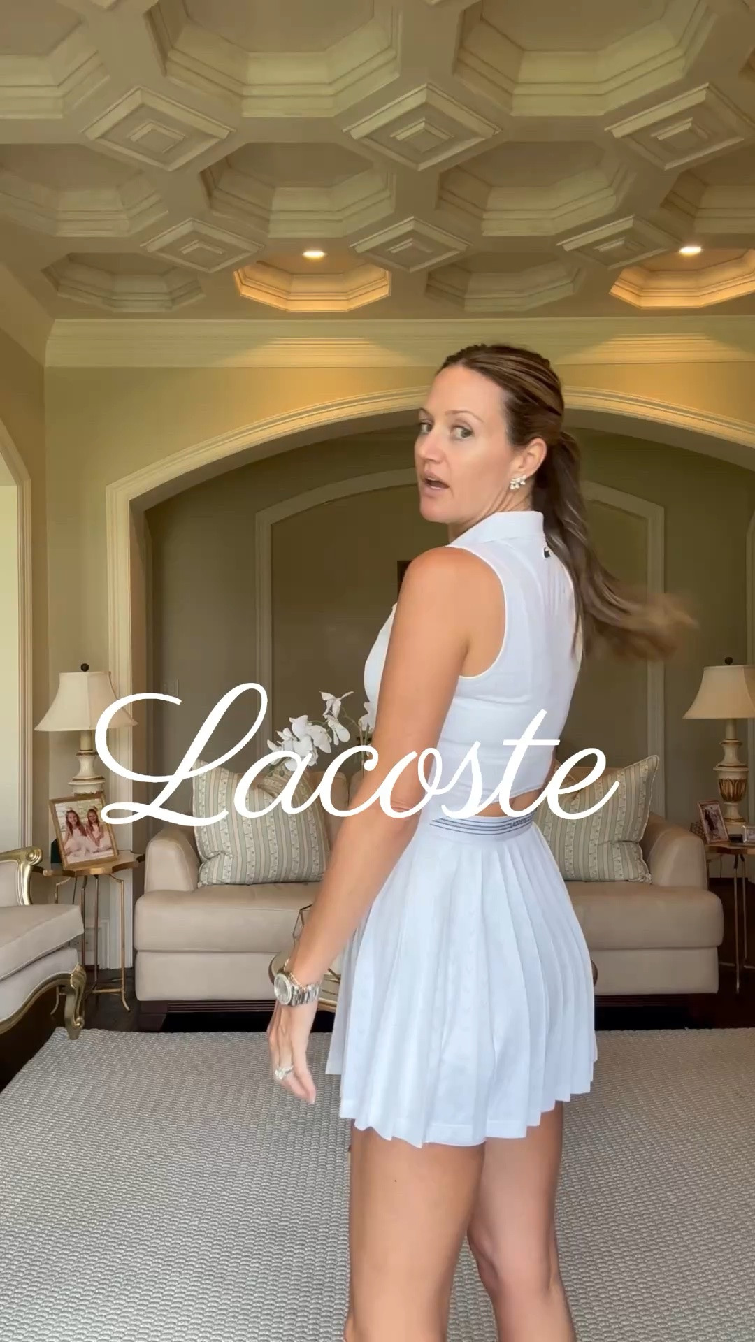 #Lacoste  gorgeous tennis dress also good to wear with an active lifestyle.