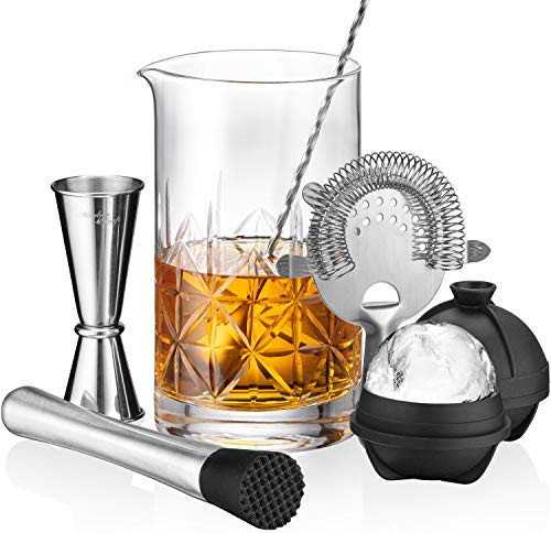 Mixology & Craft Cocktail Set - 7-Piece Bartender Kit with Mixing Glass Set, Japanese Jigger, Spoon, Muddler, and Strainer - Perfect for Old Fashioned Cocktails and Home Bars | Amazon (US)