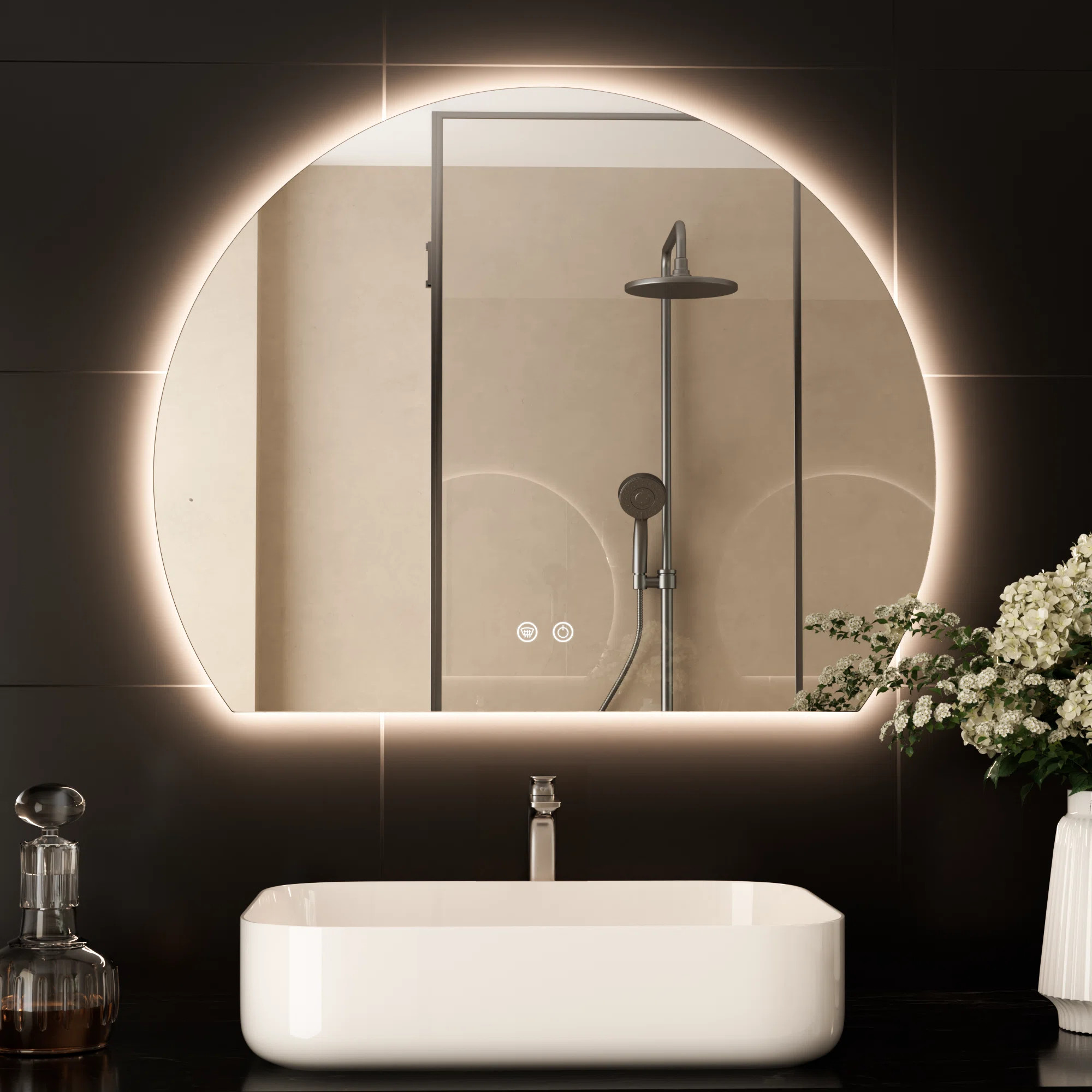 Ivy Bronx Arto Arch Lighted Backlit Bathroom Vanity Mirror Anti Fog Dimmable 3 Color Adjustable W... | Wayfair North America