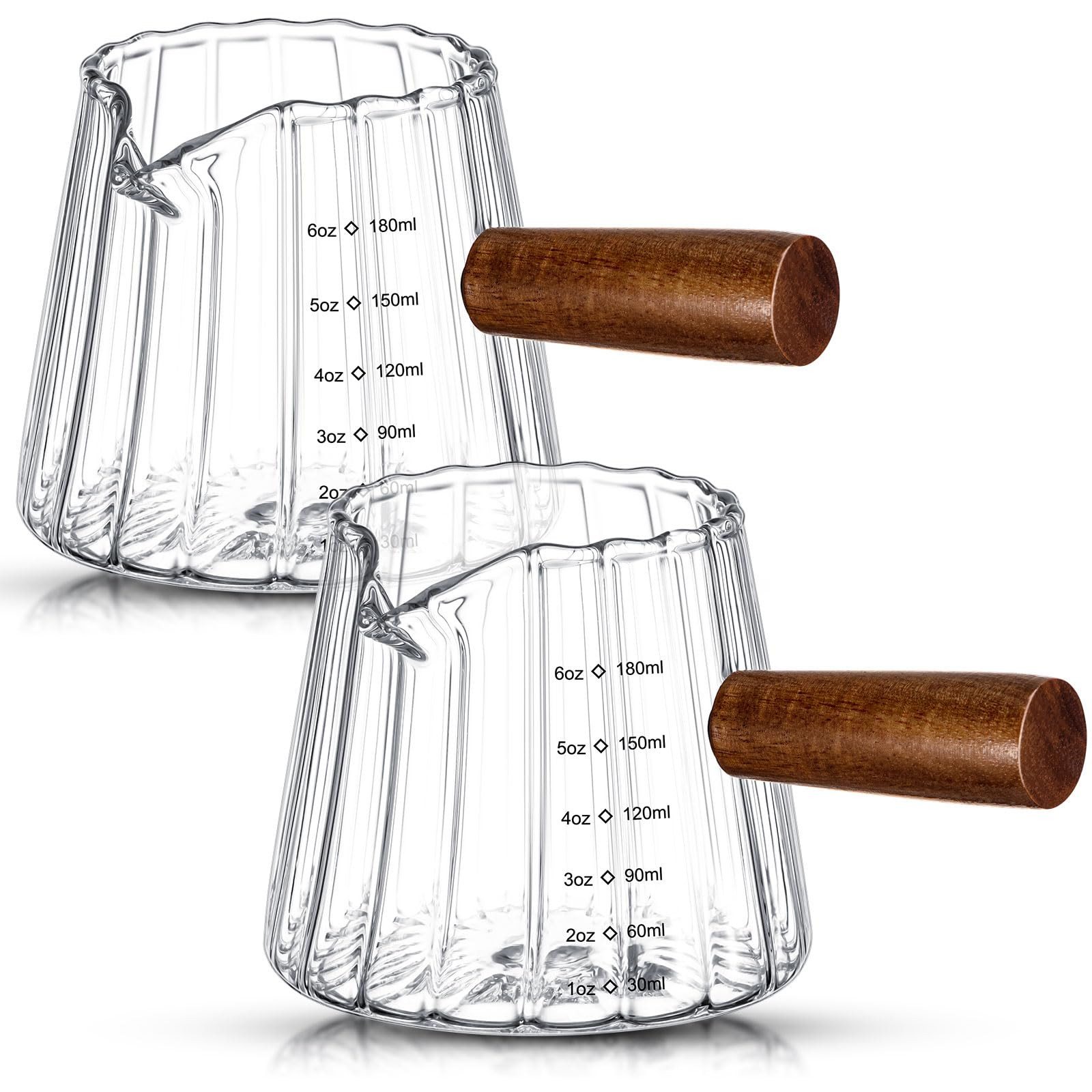 2 Pcs 6 Oz/180 ml Espresso Shot Glass with Wood Handle, Espresso Accessories, Single Spouts Milk ... | Amazon (US)