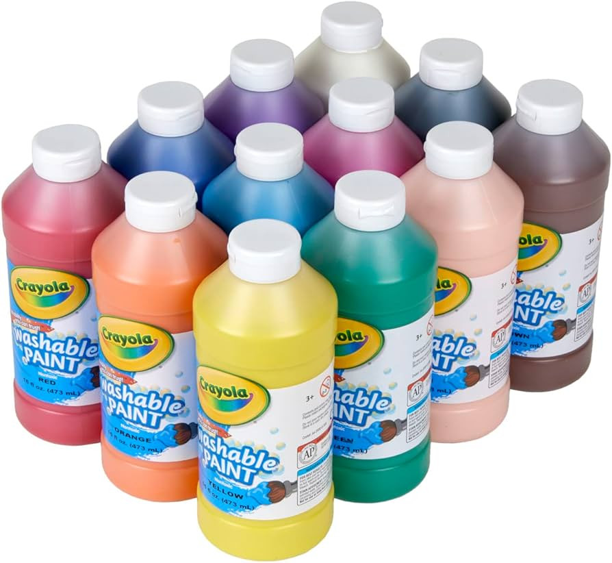 Crayola Washable Paint (12ct), Bulk Paint Set for Kids, Nontoxic Paint, Kids Craft Supplies, Teac... | Amazon (US)