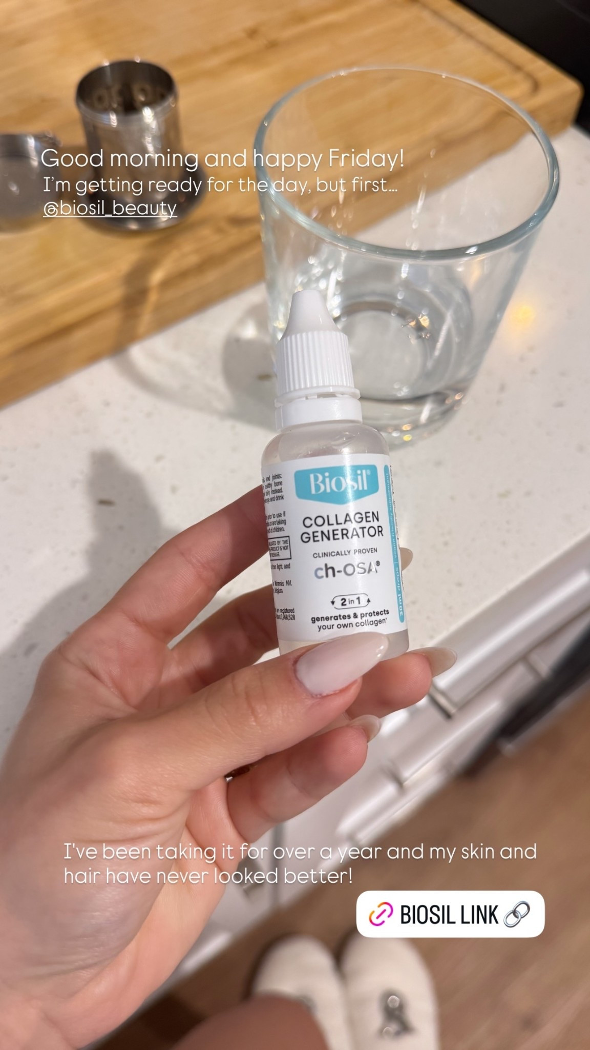 I've been taking it for over a year and my skin and hair have never looked better! Good morning and happy Friday!  I’m getting ready for the day, but first… @biosil_beauty