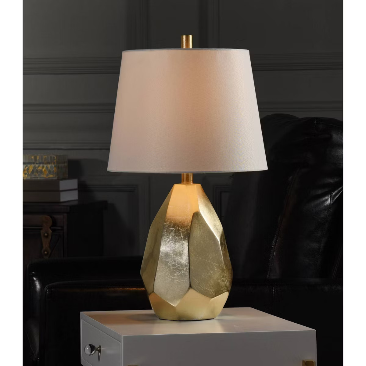 Declan Table Lamp Gold - StyleCraft: Polyresin, Brush Nickel Knobs, Linen Shade, UL Listed | Target