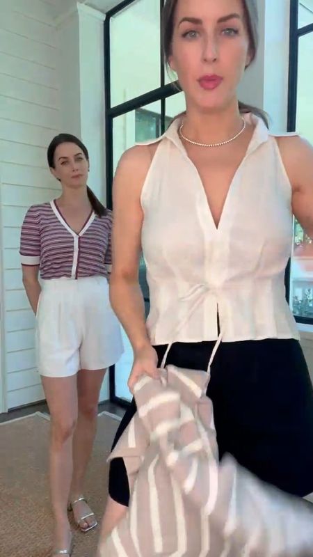 If you want to elevate your day to day casual look without denim shorts then these high waisted linen shorts are for you.  Megan and I are both wearing a size 2 in two different colors.  They have a subtle pleat on either side, have a slight give to the waist and of course the best part is they are high waisted. A great price point for a capsule wardrobe piece.  

Megan's top is the perfect thin knit for summer in a beautiful purple color. She is wearing a small.  

My linen vest has perfect structure.  The tie waist, the longer length in the back and the pleats on the front bottom are the details I love. Megan and I both have this we love it so much.  I am wearing a small and Megan is an extra-small.  

Both our shoes are a size 8.  

Linen shorts, linen top, cardigan, lady jacket, sandals, slides, summer outfit, spring outfit, casual outfit, travel outfit, summer look, mom casual

#LTKstyletip #LTKover40 #LTKshoecrush