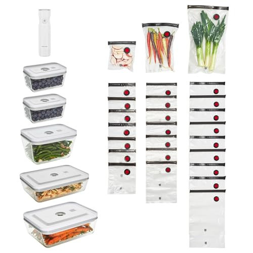 ZWILLING Fresh & Save 32-pc Vacuum Sealer Machine Set, Sous Vide Bags, Meal prep, Airtight Food Storage Containers Glass | Amazon (US)