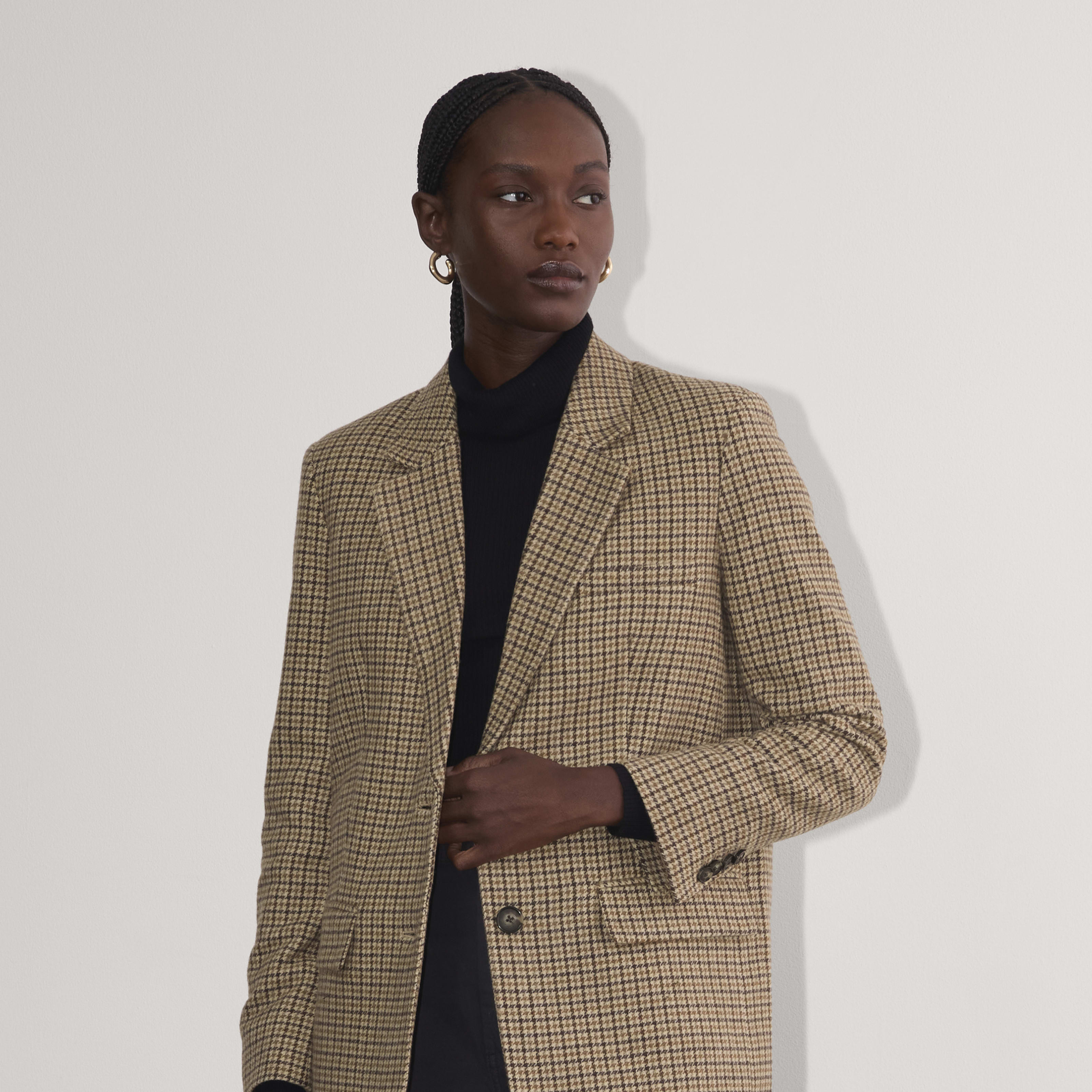 Women's Oversized Blazer in Wool by Everlane in Camel Houndstooth, Size 0 | Everlane