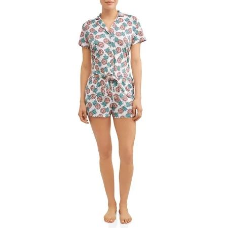 JV Apparel Women's and Women's Plus Knit 2-Piece Short Sleeve Top and Shorts Sleep Set | Walmart (US)