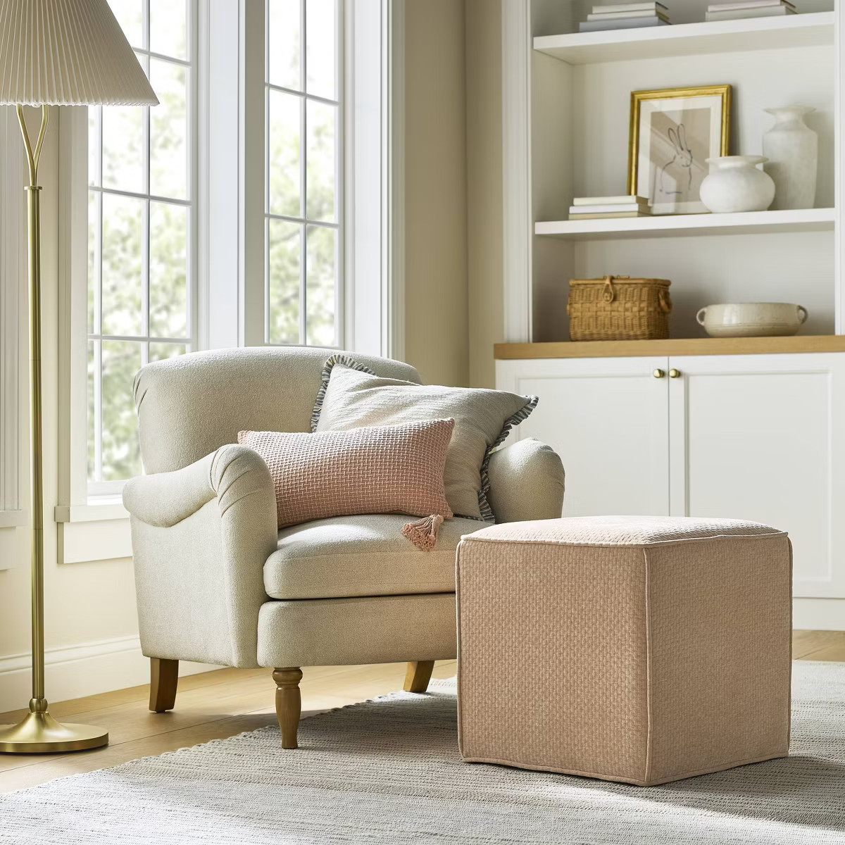 Square Solid Texture with Stripe Ruffle Easter Cream - Threshold™ Design with Studio McGee | Target