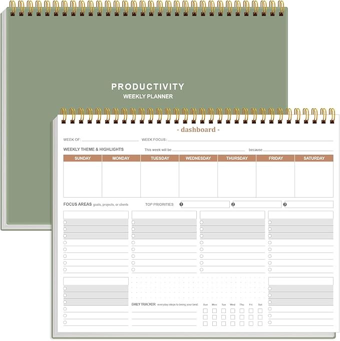 Weekly Productivity Planner - 8.5" x 11" Dashboard Desk Notepad Has 6 Focus Areas to List Tasks f... | Amazon (US)