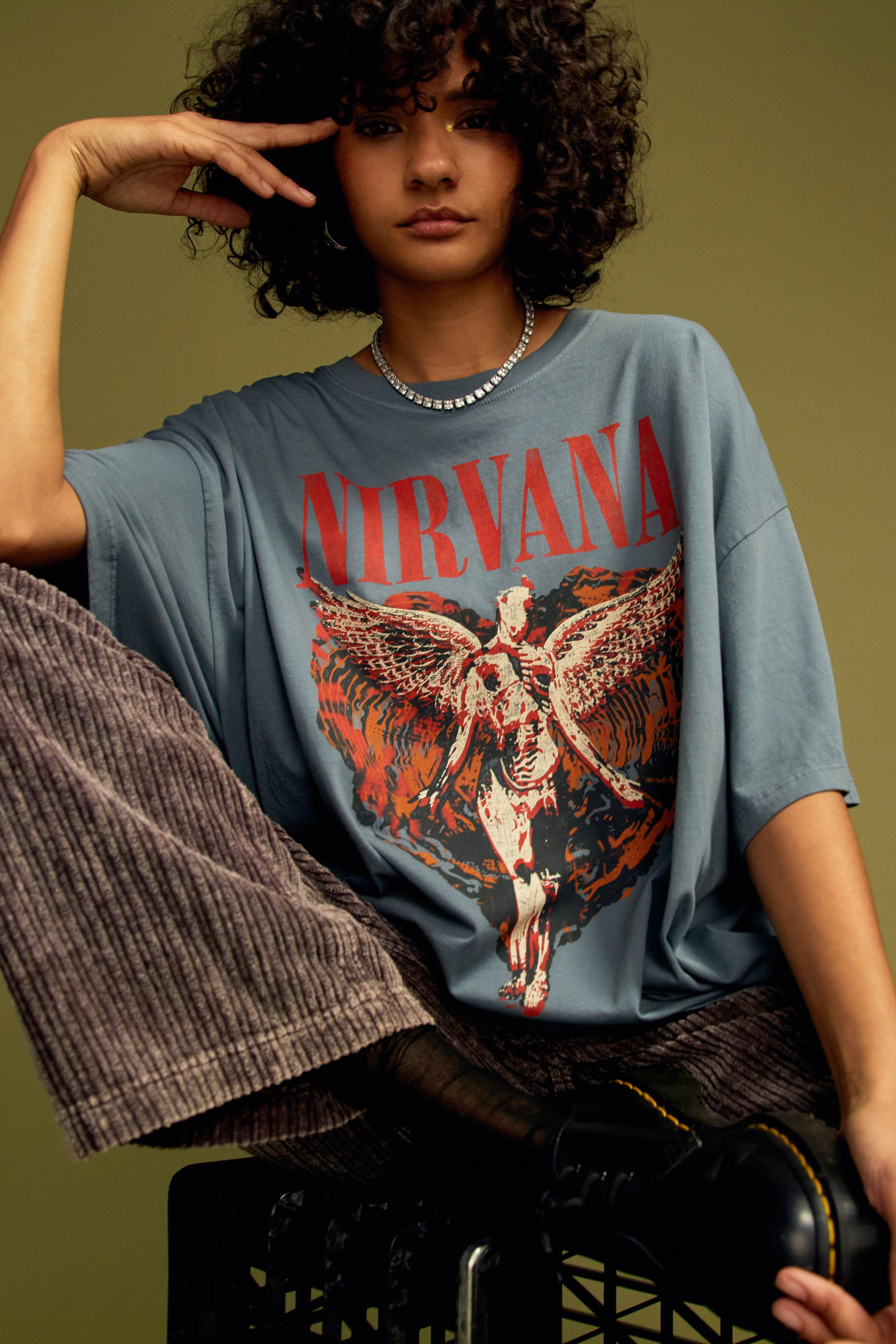 Nirvana Trippy Heart OS Tee in Stormy Sea | Daydreamer