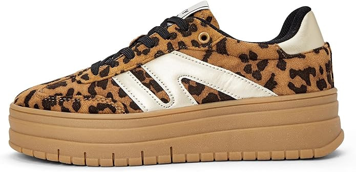 LUCKY STEP Women's Platform Gum Thick Sole Fashion Sneakers Classic Retro Rubber Low Top Casual T... | Amazon (US)