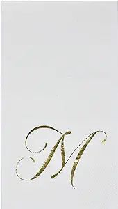 Gift Boutique 100 Gold Monogram Guest Napkins Letter M Disposable Paper Pack Elegant Metallic Gol... | Amazon (US)