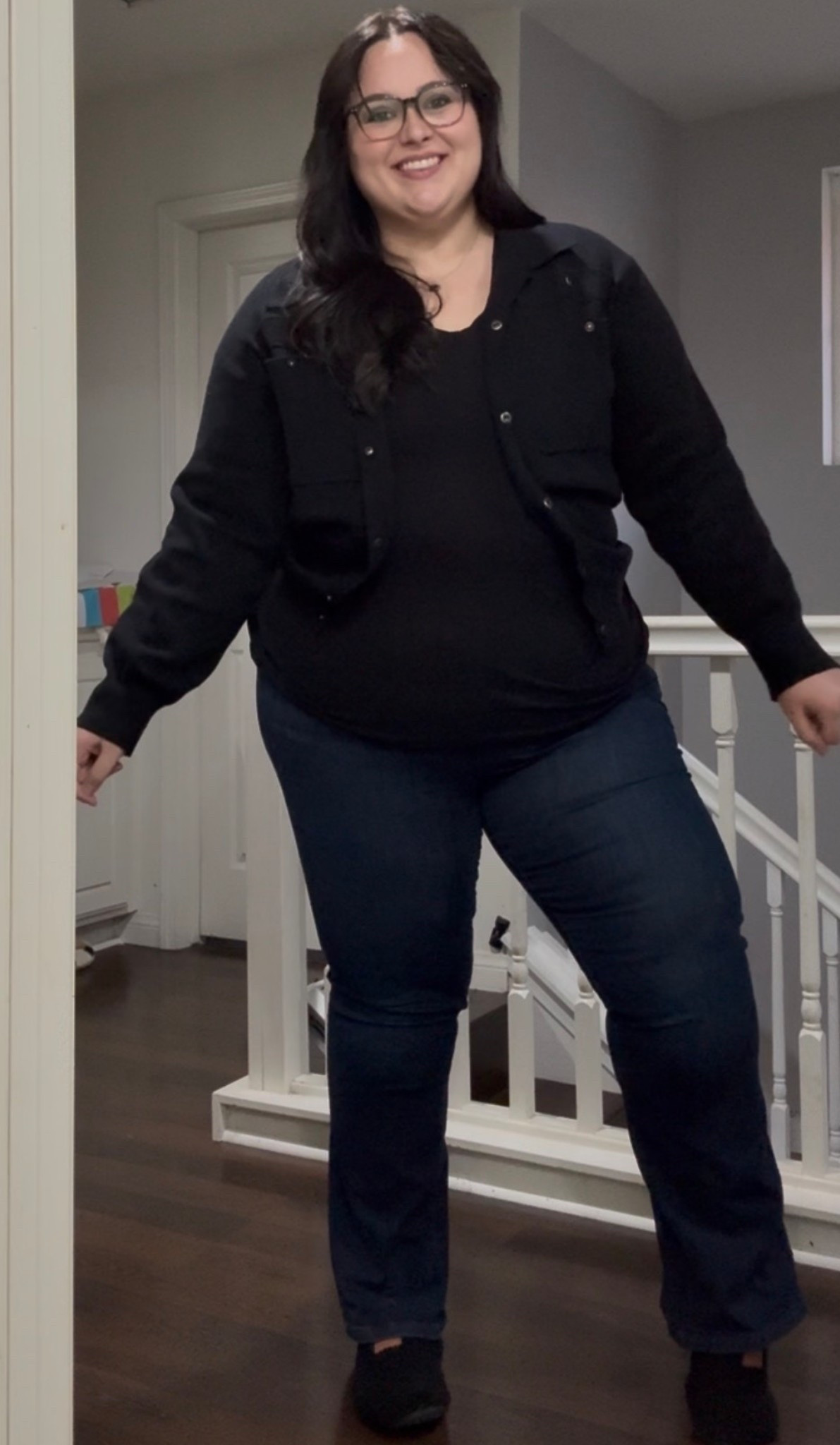 Outfit of the night for dinner 🖤 jacket is Halara. Jeans are Torrid. Shirt is Old Navy. 

#LTKootd #LTKmomlife #LTKPlusSize
