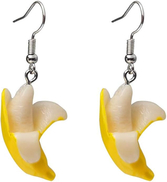 Cute Banana Dangle Earrings Resin Fruit Food Imitate Jewelry for Women Banana Lover | Amazon (US)