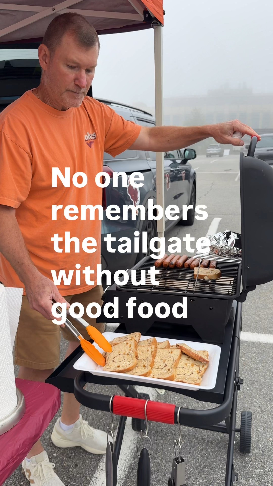 Portable tailgate grill for game day cooking. Cook breakfast, lunch, or dinner with three burners and a built-in temperature gauge. Includes a warming rack, utensil hooks, side shelf for platters, and storage for seasonings. Easy to roll, compact design perfect for college tailgates, camping, or backyard cookouts.

#LTKHome #LTKSeasonal #LTKU