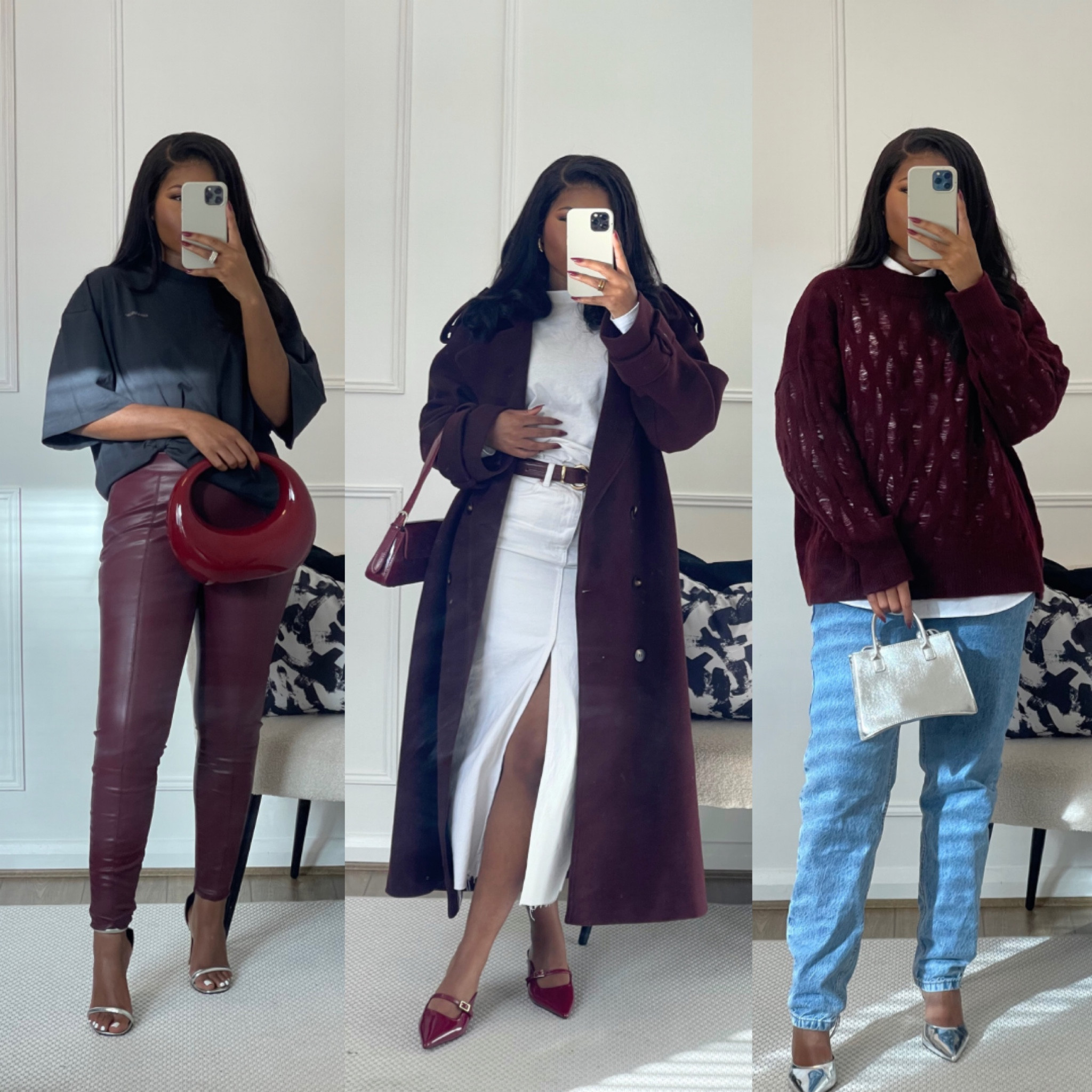 Styling Burgundy Outfits 🍒

🔎 Cherry Outfits, Ox Blood Outfits, Leather trousers, Maxi denim skirt, white maxi skirt, trench coat

#LTKfindsunder50 #LTKstyletip #LTKfindsunder100
