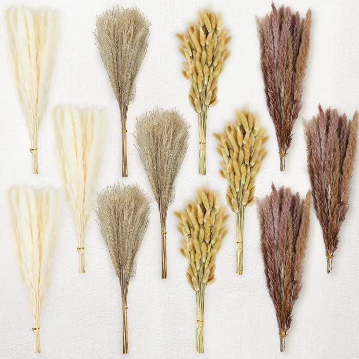 Le courant 17" 300Pcs Dried Pampas Grass Decor, Naturally Small Boho Pampas Grass with Bunny Tail... | Amazon (US)
