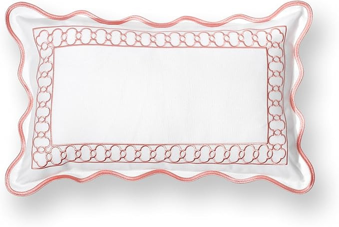 Hofdeco Premium Coastal Patio Indoor Outdoor Scalloped Lumbar Pillow Cover Only, 12"x20" Water Re... | Amazon (US)