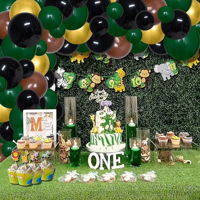 Football Balloons Garland Arch Kit - 110PCS Football Balloons Dark Green Brown Black Metallic Gol... | Amazon (US)
