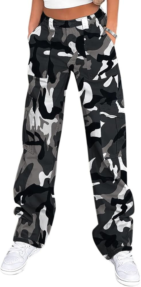 Lepunuo Cargo Pants for Women High Waisted Casual Pants Baggy Stretchy Wide Leg Y2K Streetwear wi... | Amazon (US)