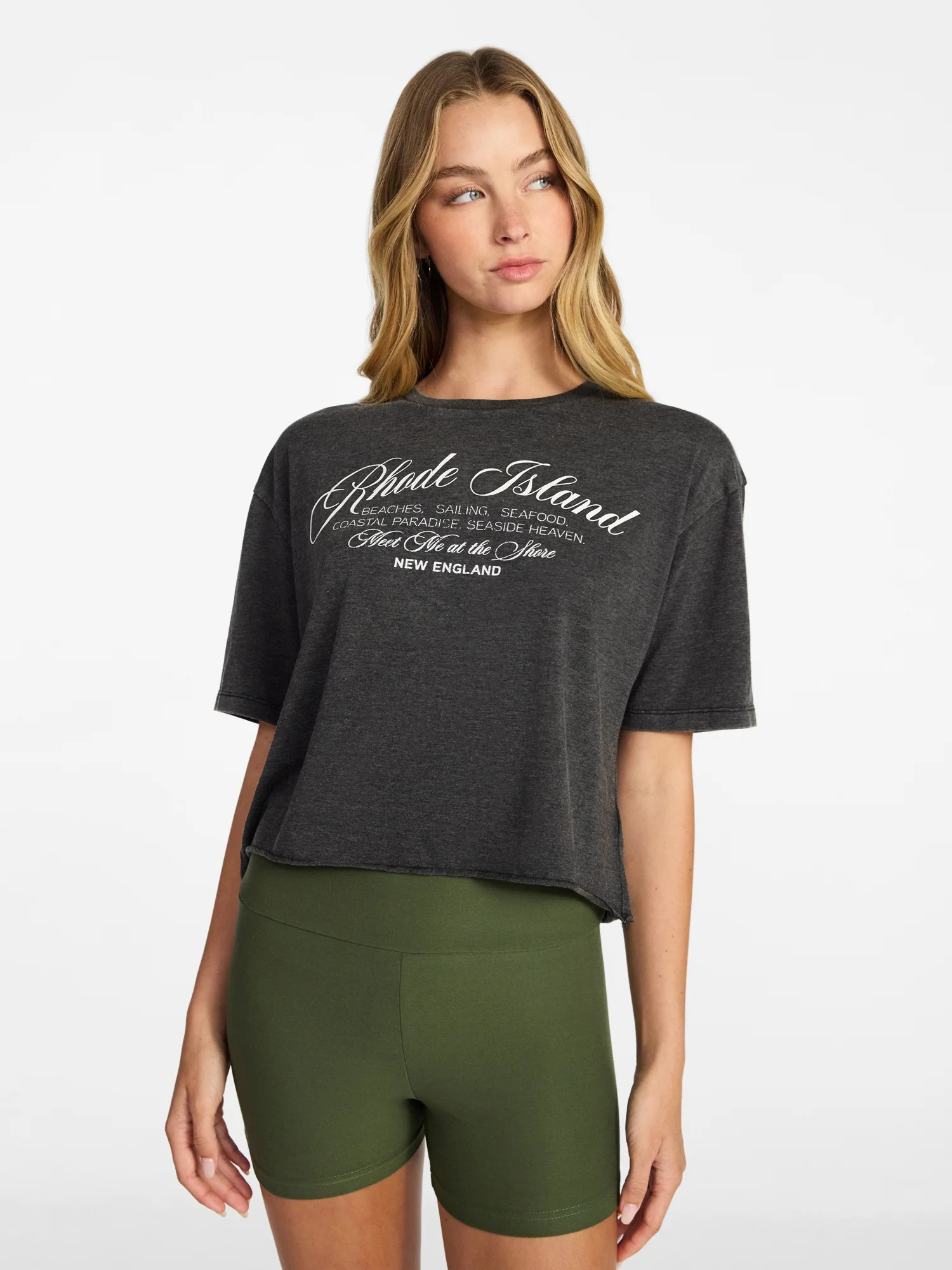 No Boundaries Boxy Cropped Graphic Tee, Women's XXS-XXL | Walmart (US)