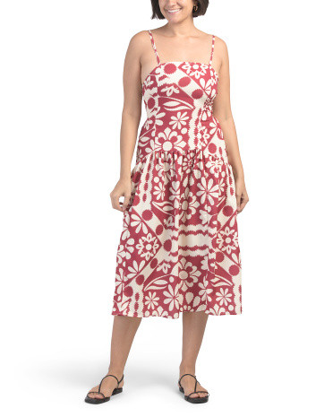 Tropical Printed Drop Waist Midi Dress | TJ Maxx
