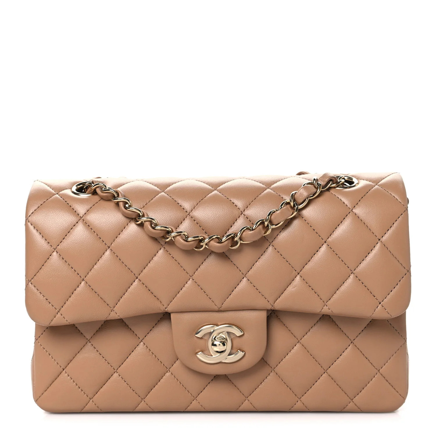 Lambskin Quilted Small Double Flap Brown | FASHIONPHILE (US)