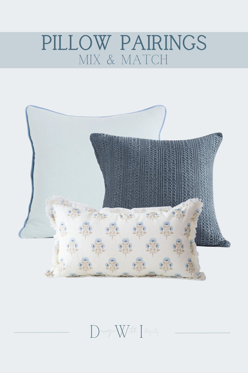 This Pillow Pairing proves that a simple palette can still make a statement. Soft powder blue, rich slate blue, and warm ivory come together to create a look that feels both refined and inviting.

The solid blue pillow establishes the foundation, while the richly textured woven pillow adds depth and dimension. A delicate botanical lumbar with subtle fringe introduces pattern at a smaller scale, creating balance without overwhelming the arrangement. The combination of smooth fabrics, tactile texture, and understated prints gives this pairing a timeless, designer layered feel that works beautifully in living rooms, bedrooms, or cozy reading corners.

Shop this curated Pillow Pairing on my LTK and recreate this effortlessly elevated look in your own home.

#PillowPairings #InteriorStyling #HomeDecorIdeas #ThrowPillows #LayeredInteriors 

 #LTKHome