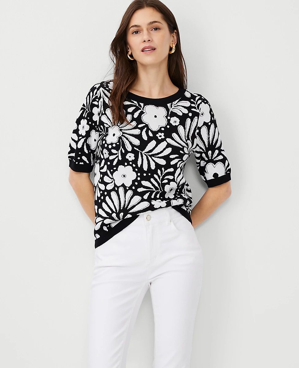 Floral Jacquard Sweater Tee | Ann Taylor (US)