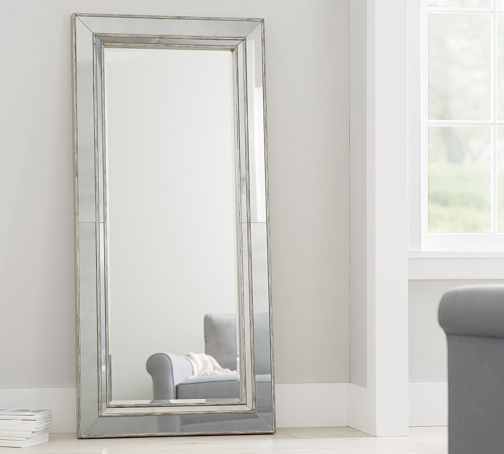 Marlena Antique Glass Frame Floor Mirror | Pottery Barn (US)