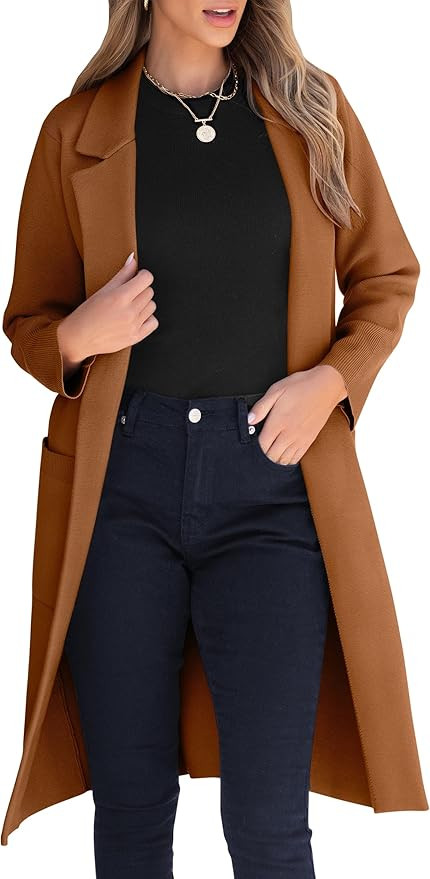 ANRABESS Women Cardigan Sweater Jackets Open Front Thick Knit Oversized Blazer Coatigan 2025 Fall... | Amazon (US)