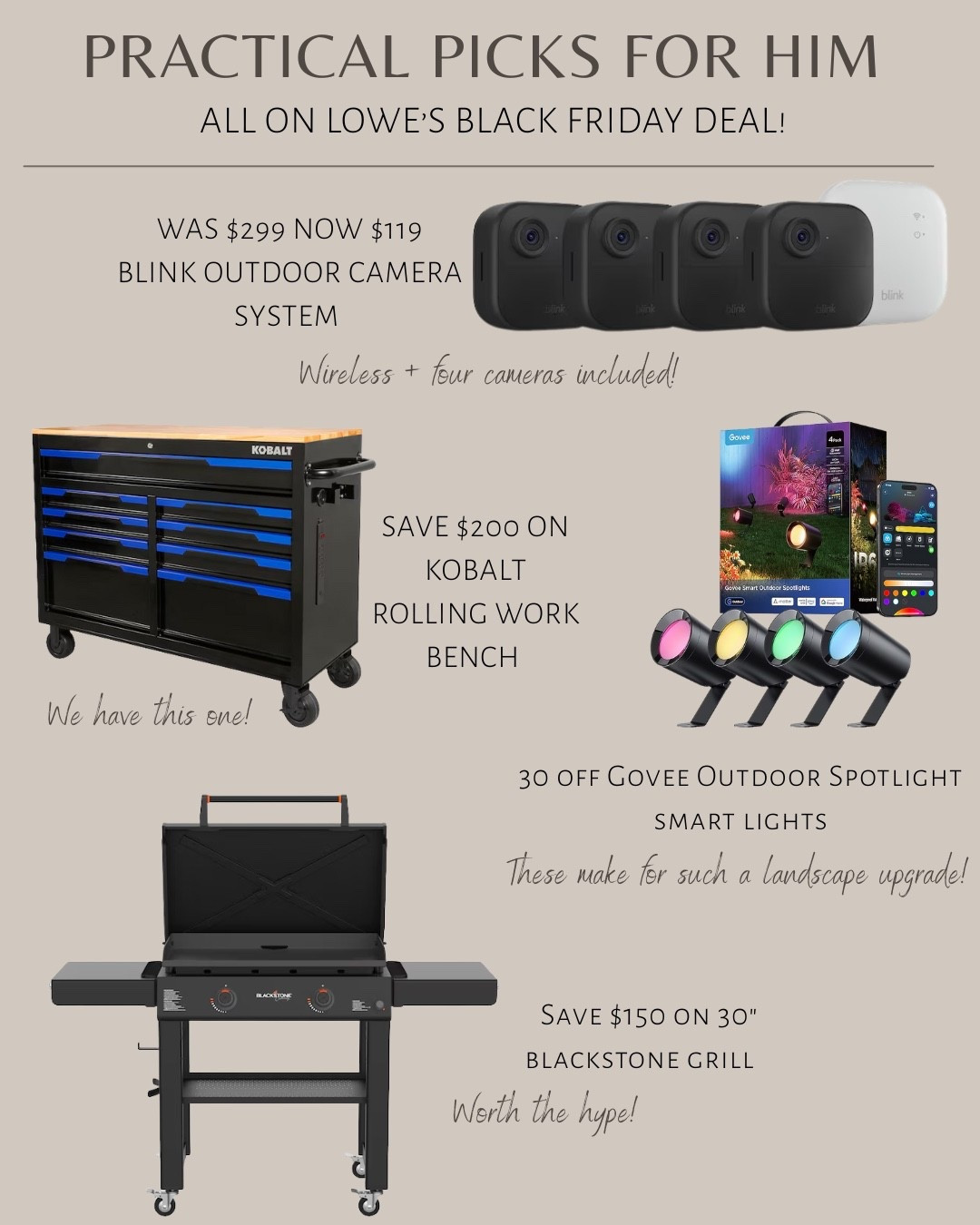 Husband-approved gift ideas for him this season! You can still snag all of these on Black Friday deal at @loweshomeimprovement!  #ad #lowespartner 

#LTKHome #LTKGiftGuide #LTKSaleAlert