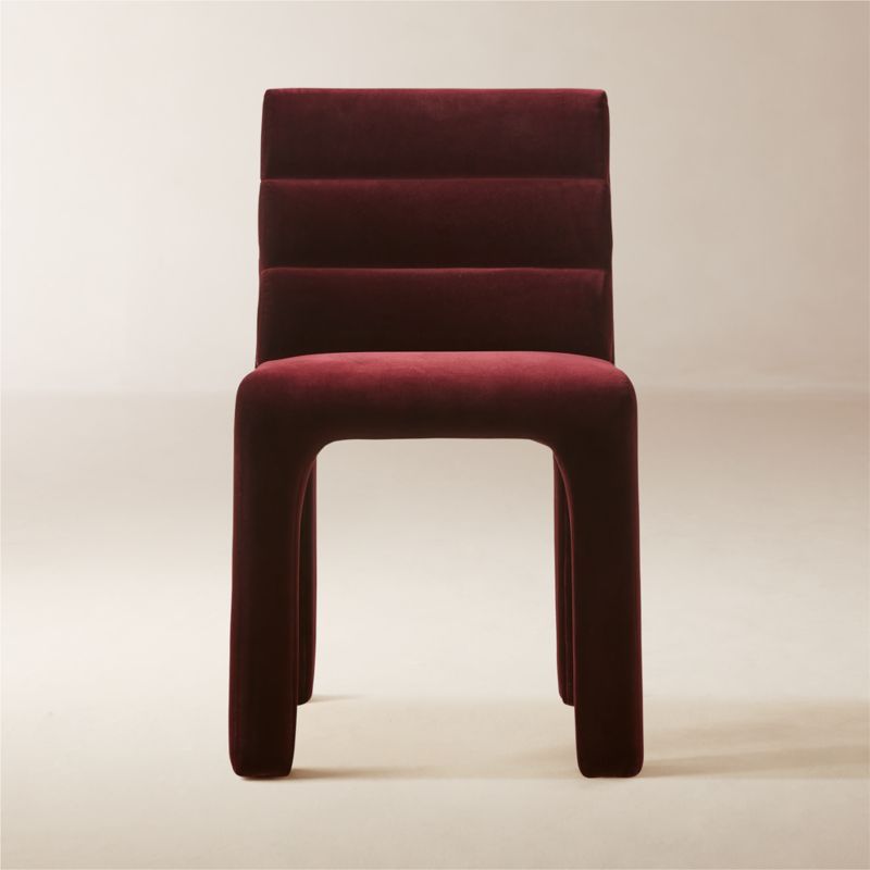 Castell Channeled Burgundy Upholstered Dining Chair + Reviews | CB2 | CB2