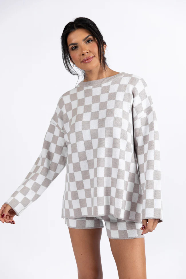 Sign Of The Times Checkered Sweater Set DOORBUSTER | Pink Lily