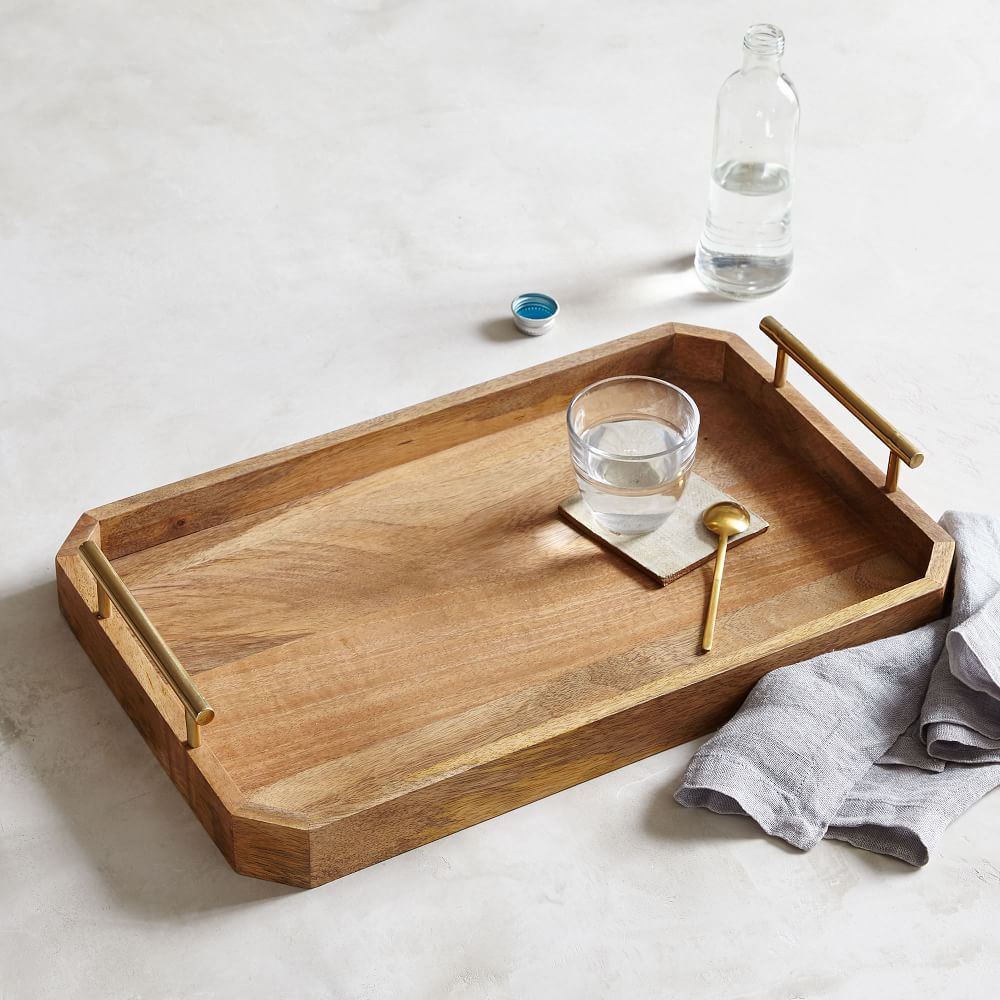 Deco Wood &amp; Brass Handle Tray | West Elm (US)