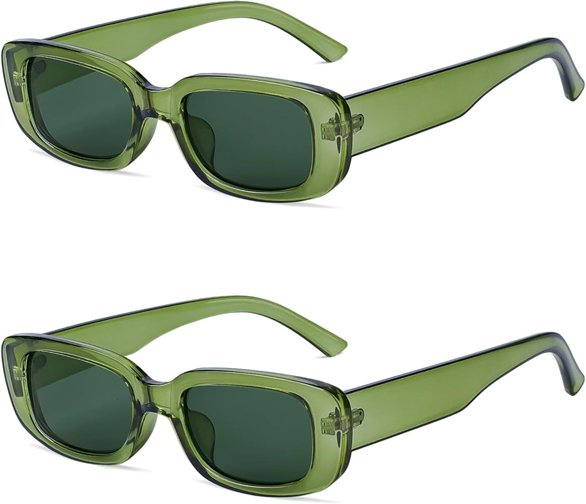 2 Pack Square Rectangle Sunglasses for Women Men Y2K Retro Trendy Vintage Glasses 90S Cute Aesthe... | Amazon (US)