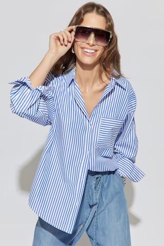 Victoria Oversized Striped Shirt | Francesca's