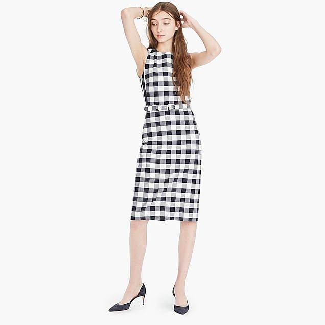Belted gingham sheath dress in bi-stretch cotton | J. Crew US