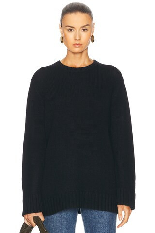 Jenni Kayne Cashmere Amelia Crewneck Sweater in Black | FWRD 
