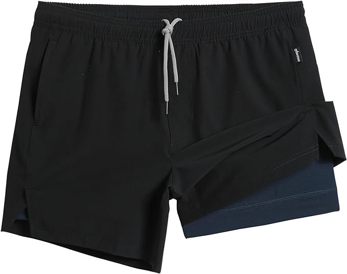 maamgic Mens 5" Gym Running Shorts for Men 2 in 1 Quick Dry Workout Athletic Shorts | Amazon (US)