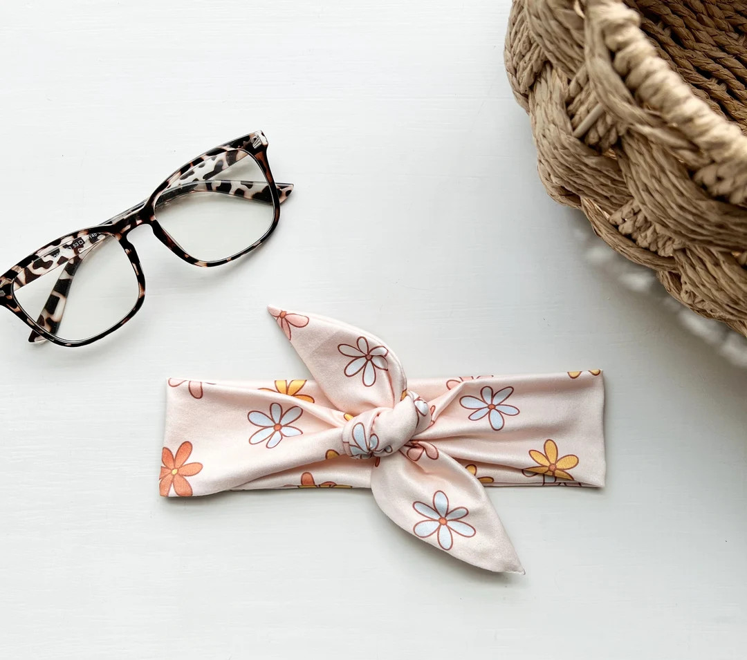 Personalized Spring Boho Daisy Tie Headband, Headbands for Women, Nurse Headband, Yoga Headband, ... | Etsy (US)