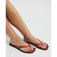 River Island Womens Red Leather Flip Flop Flat Sandals | River Island UK & IE