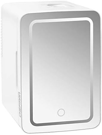 Chefman Mirrored Beauty Fridge With LED Lighting, Portable White Mini Refrigerator Skin Care, Makeup | Amazon (US)