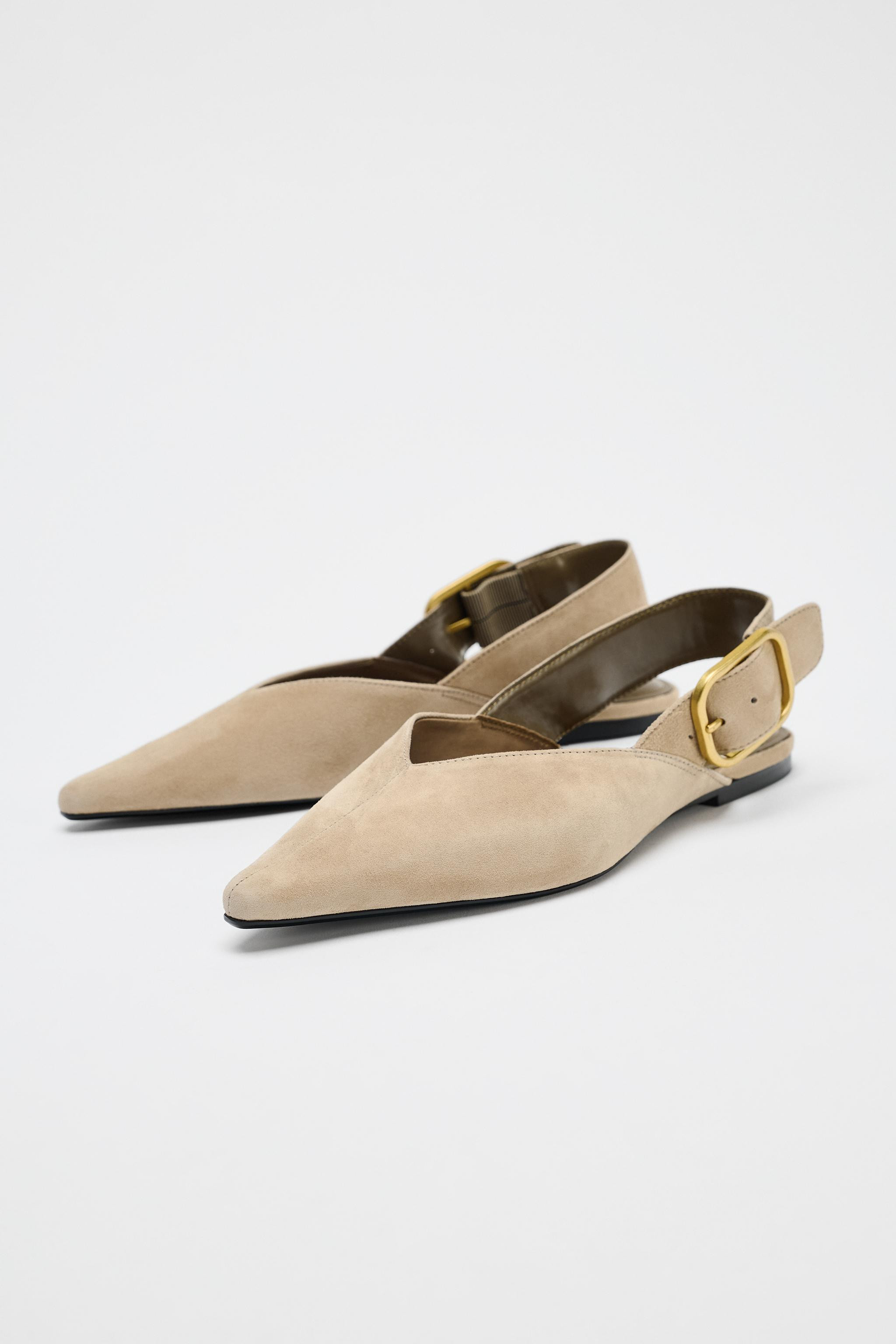 SPLIT SUEDE SLINGBACK SHOES WITH BUCKLE | Zara UK
