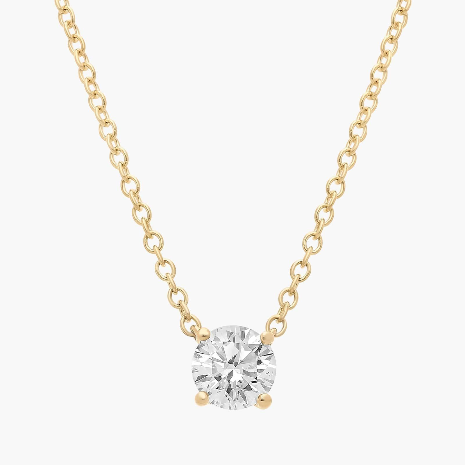 Four Prong Basket Solitaire Lab Grown Diamond Pendant  In 14K Yellow Gold (1/2 Ct. tw. - F-G / VS... | Blue Nile