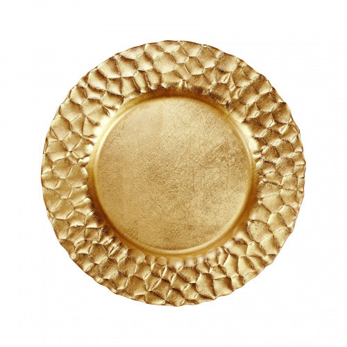 Vietri Rufolo Glass Gold Honeycomb Service Plate/Charger 13"D | Gracious Style
